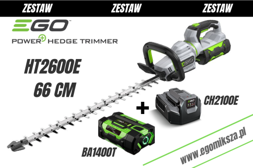 Nożyce do żywopłotu EGO Power+ HT2600E + Bateria 2,5Ah BA1400T + Ładowarka CH2100E